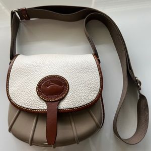 Dooney and Bourke White and Tan Rubber Duck Boot Crossbody Bag Purse